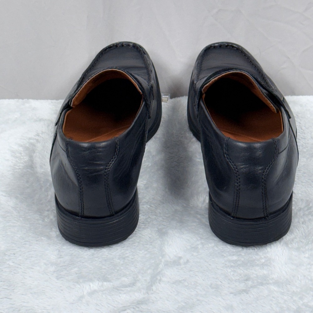 Clarks Tilden Way Loafers Mens 11 Black Leather Penny Slip On Dress Shoes - Picture 5 of 10